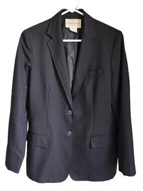 EVAN PICONE Women's 10 Blazer, 45% Wool Quiet Luxury Tailored Black Jacket